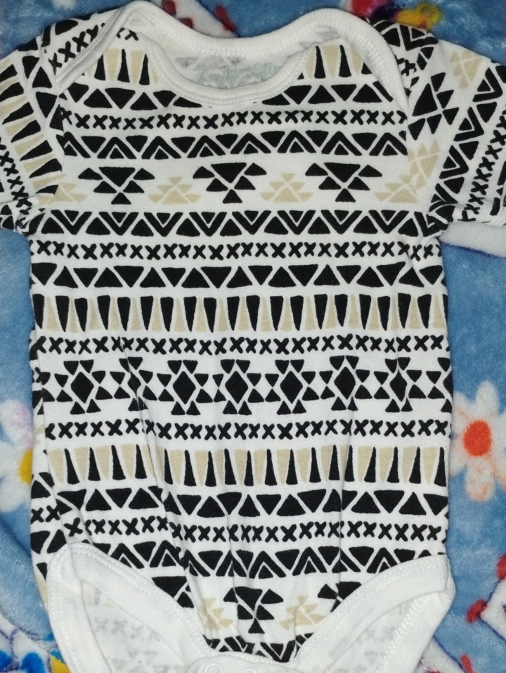 Cotton  Black & Cream Geometric Baby Bodysuit